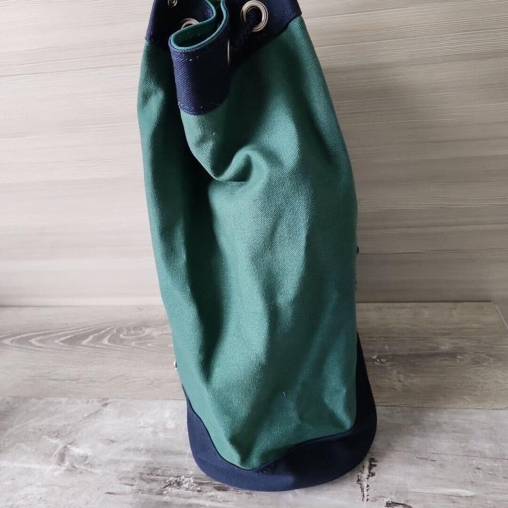 Vintage NAUTICA Green Blue Heavy Canvas Draw Pull String Sailor Seaman Sling Bag - Picture 6 of 13